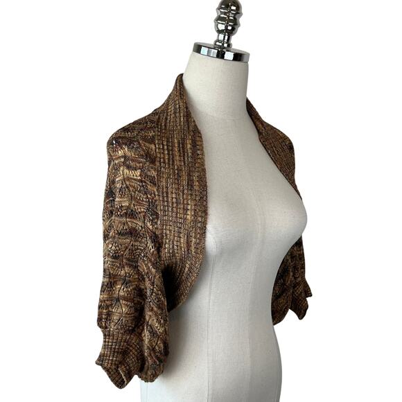 Vintage Y2K Arden B Shrug Cardigan Sweater Size Medium Brown - Picture 1 of 9